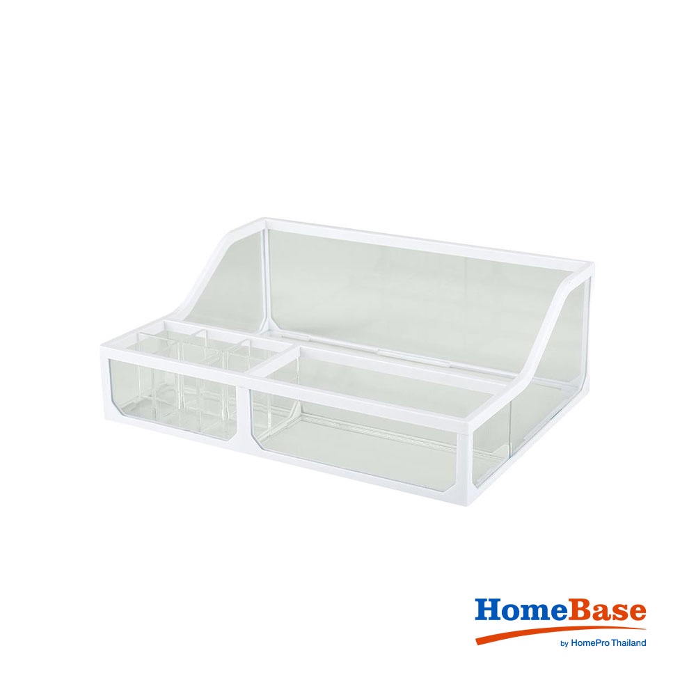 HomeBase STACKO Hộp đựng đồ trang điểm bằng thủy tinh Thái Lan W26.5x9.5xD20cm màu trắng trong