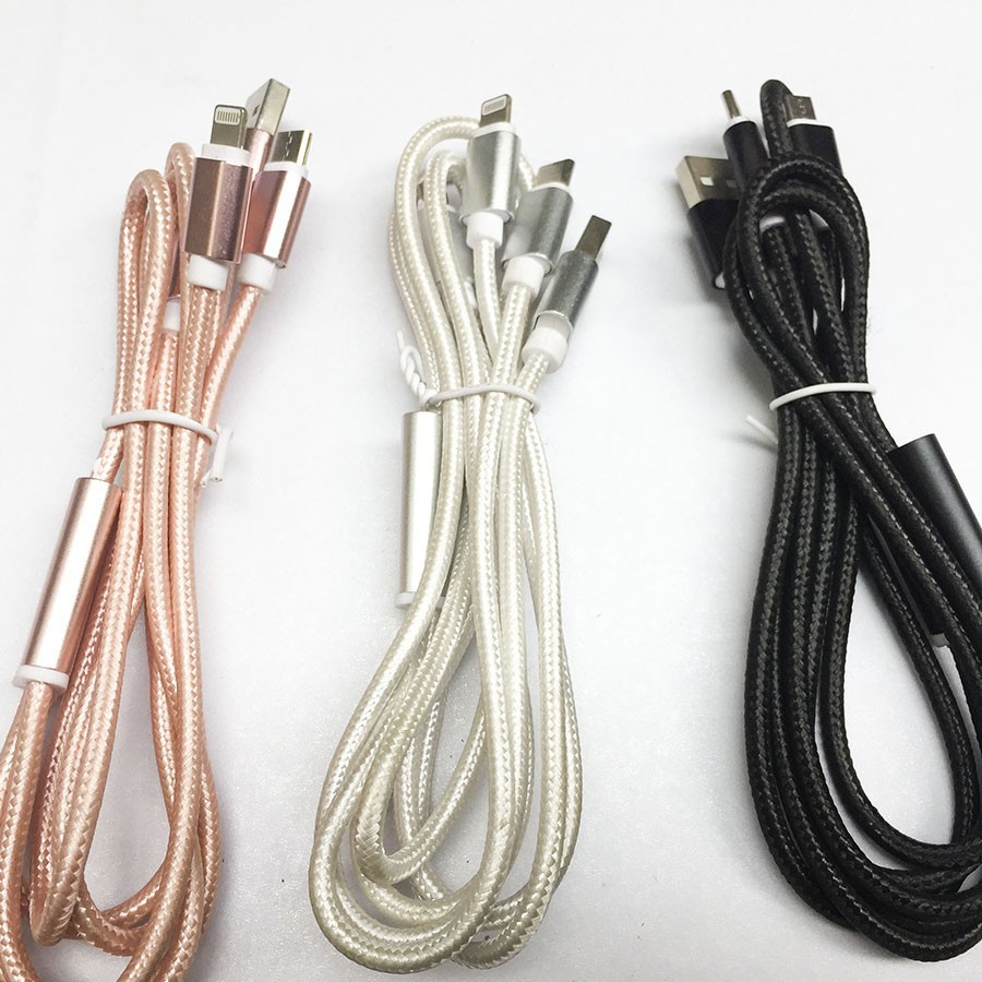 Cáp Dây Dù 3 Đầu Bọc Nhôm Iphone/Samsung | Shopee Việt Nam