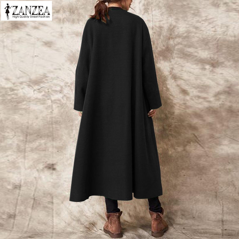 ZANZEA Áo khoác dài chất liệu cotton thời trang cá tính cho nữ