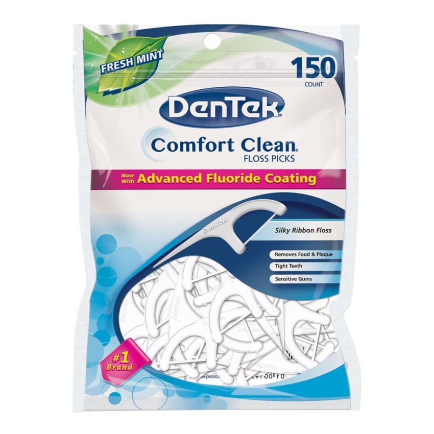 Bộ 150 cây tăm & chỉ nha khoa Dentek Comfort Clean Floss Picks (Mỹ)