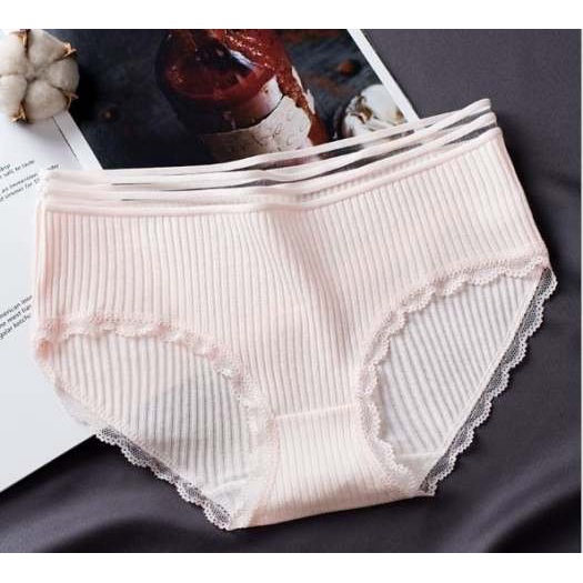 Quần Lót Nữ Cotton viền ren gân tăm kháng khuẩn hoạ tiết viền ren sexy điệu đà - QL Tăm phối ren