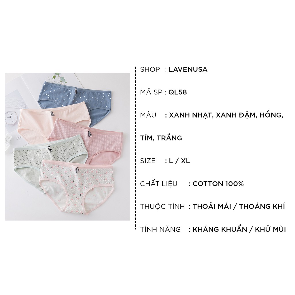 Quần lót nữ cotton cao cấp co giãn kháng khuẩn in hình đáng yêu dễ thương QL58 | BigBuy360 - bigbuy360.vn