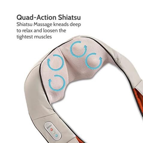 [Bảo Hành 2 Năm] Đai massage vai cổ gáy shiatsu 3D (4 bi xoay kèm rung và nhiệt) HoMedics NMS-620H