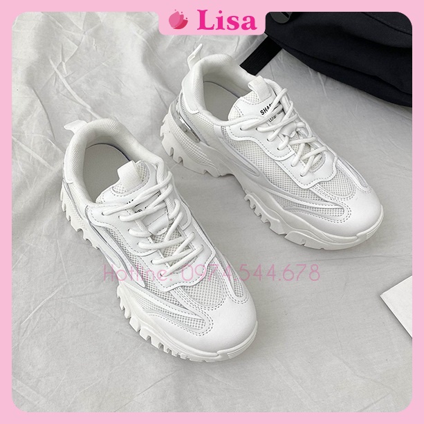 Giày Thể Thao Nữ, Giày Sneaker Đế Răng Cưa Gót Bạc, Độn Đế 5cm Kiểu Dáng Năng Động, M68 Lisa