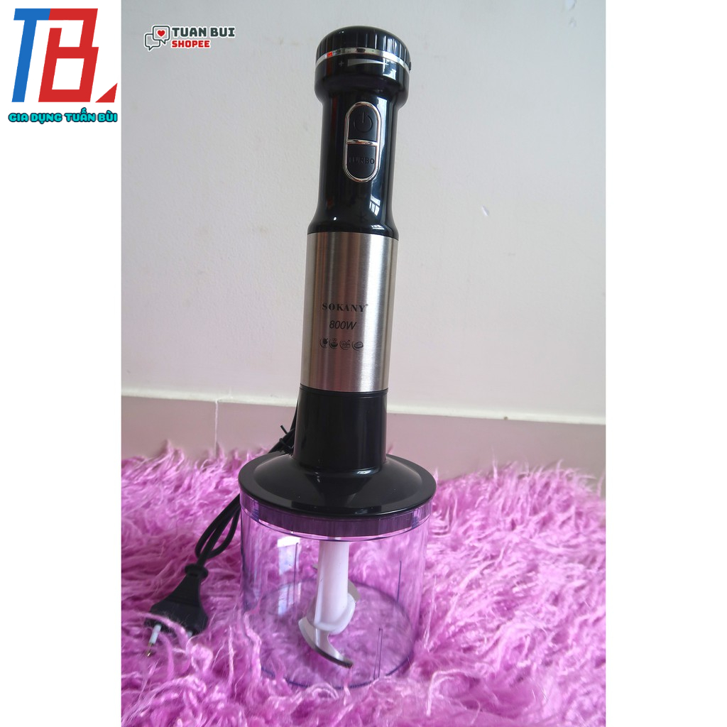 Máy xay cầm tay Sokany SK-768-4 (4 trong 1) (4 lưỡi dao) công suất 800W, ly đi kèm, đa năng có thể xay thịt, tỏi ớt
