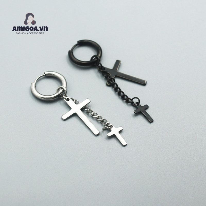 ✨✨Đen Punk Không Phẫu Thuật Thép Bông Tai Nam Nữ Nhỏ Vintage Hip Hop Tai Phụ Kiện Trang Sức Bông Tai Bán Buôn