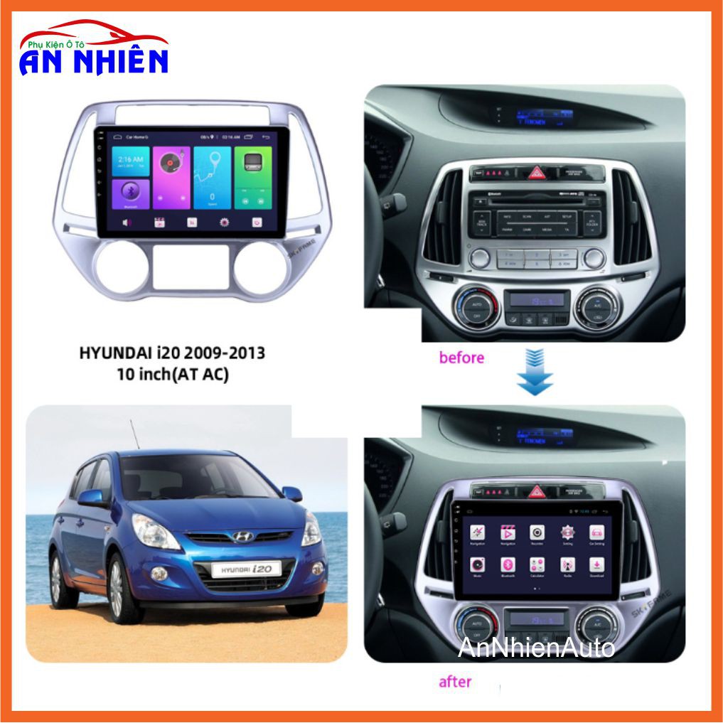 Màn Hình Android 9 inch Cho HYUNDAI  I20 2012-2014 - Đầu DVD Chạy Android Kèm Mặt Dưỡng Giắc Zin Huyndai I20