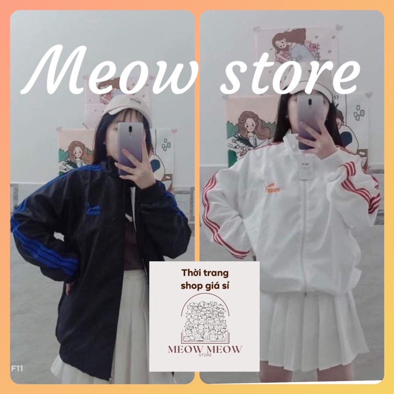 Áo khoác dù 2 lớp Puma sọc tay form rộng nam nữ