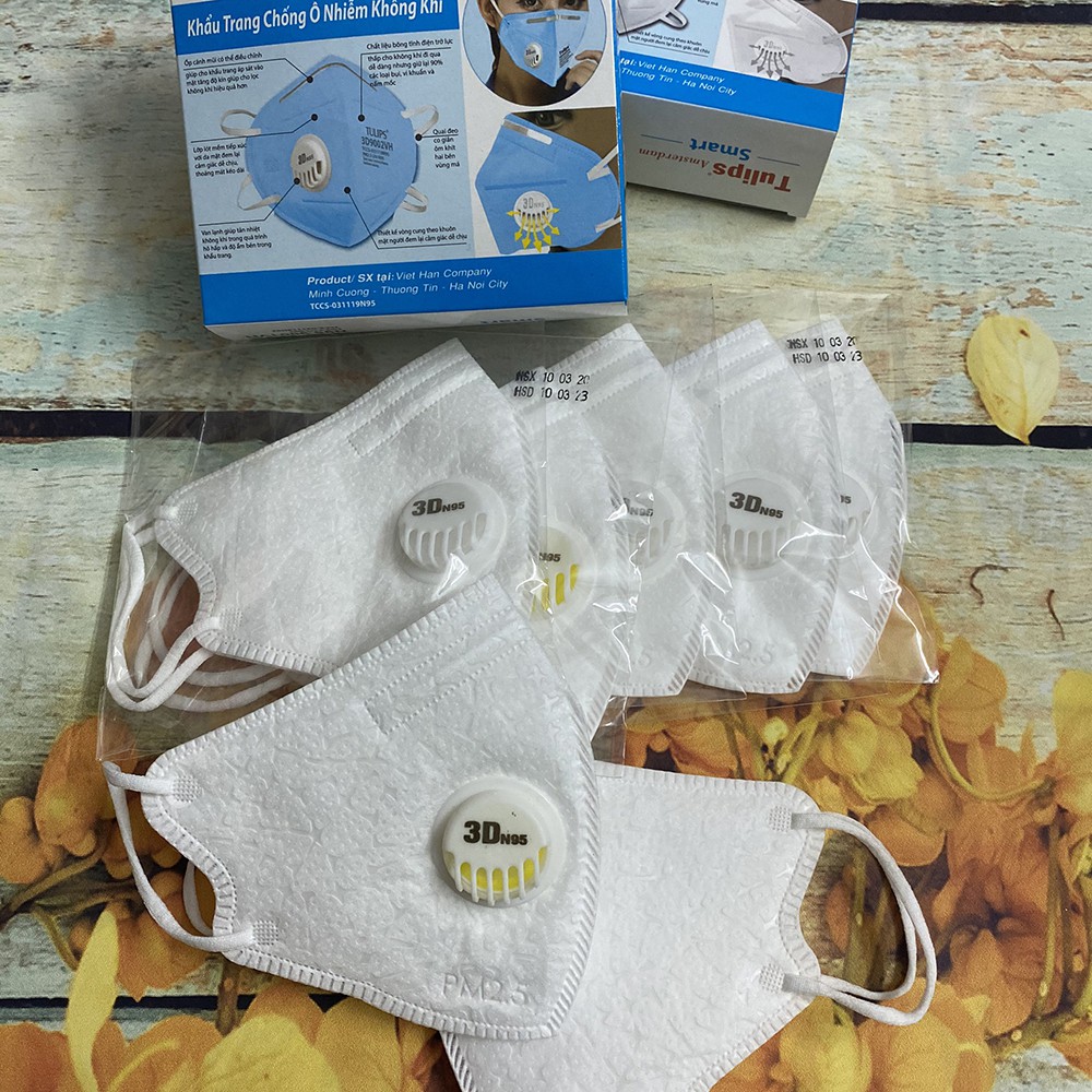 Khẩu trang N95 3D, Eco Mask KN95 có van kháng khuẩn, chống bụi min