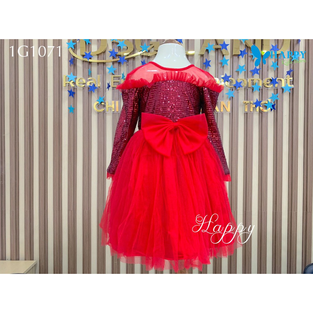 Đầm công chúa bé gái cao cấp HAPPY màu đỏ lộng lẫy  [Size 9-22kg] - 1G1071