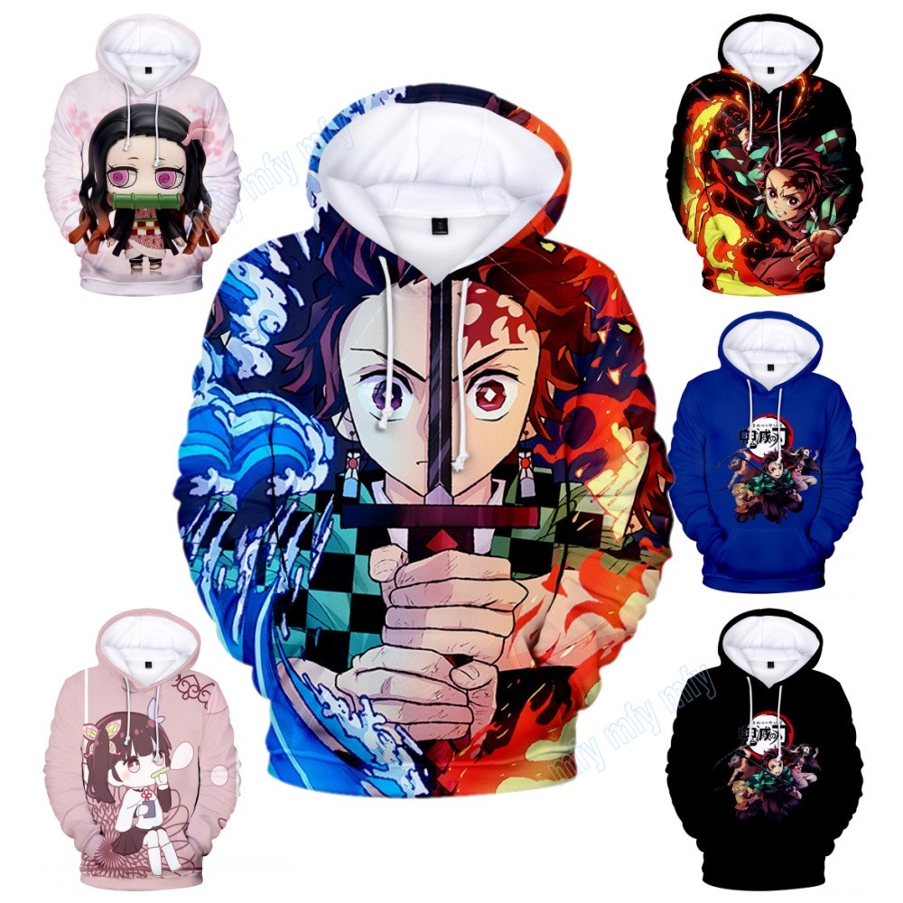 Áo Khoác Hoodie Họa Tiết Demon Slayer Kamado Tanjirou Nezuko Cho Trẻ Em