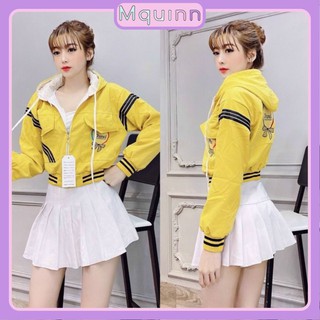 Áo khoác dù Nữ 2 lớp bomber phối tay in chữ nổi bật CN - Hot trend 2021