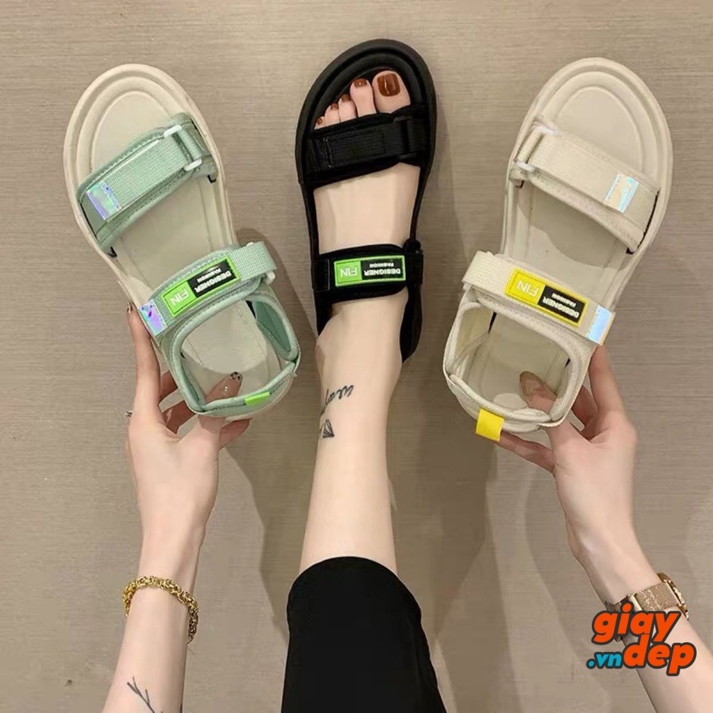 Sandal Nữ Kiểu Dáng Hàn Quốc GADEVI Quai Dán FIN 3 Màu Hot Trend GD009
