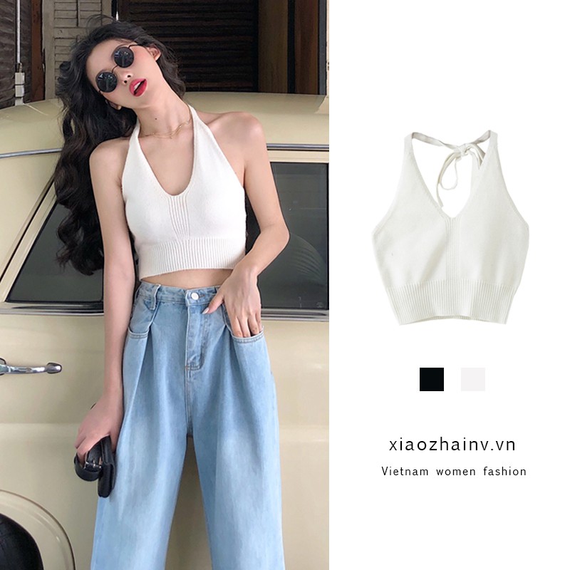 Áo Không Tay XIAOZHAINV Cho Nữ Dệt Kim Cổ Chữ V Gợi Cảm Thời Trang Hàn Quốc