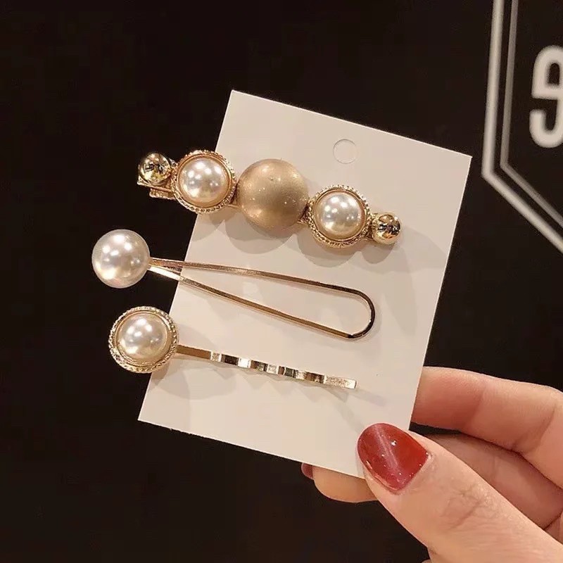 Set 3 kẹp gài đính hạt ngọc xinh xắn