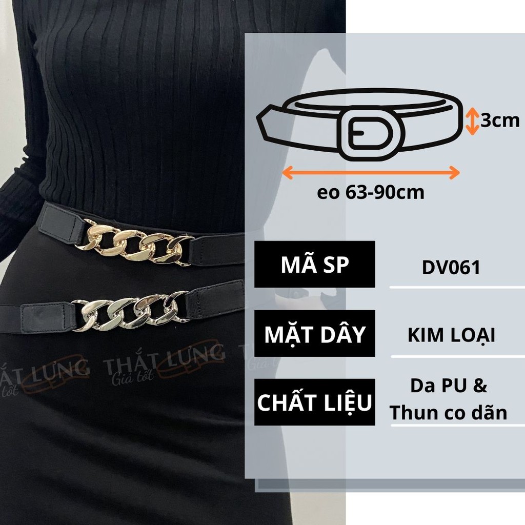 Đai váy mặt xích phối đầm cá tính bản 2.5 - 3cm DV061 - Thắt Lưng Giá Tốt