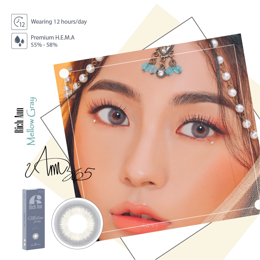 [𝗫𝗔́𝗠 𝗡𝗚𝗢̣𝗖 𝗧𝗥𝗔𝗜] Kính áp tròng Hàn Quốc ANN365 màu xám ngọc trai Mellow Gray (𝟏 𝐇𝐎̣̂𝐏)
