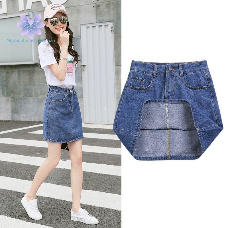 Chân Váy Jeans Chữ A Thời Trang 2018 Phong Cách Hàn Quốc Cho Nữ