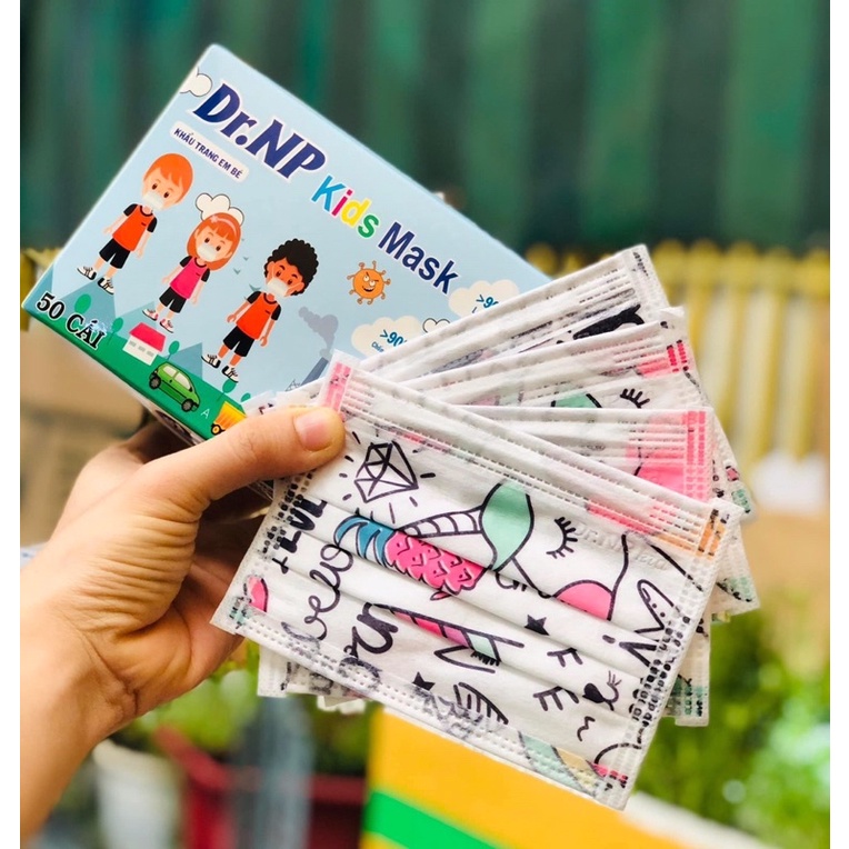 Hộp 10-50 cái khẩu trang cho bé 1-10 tuổi(