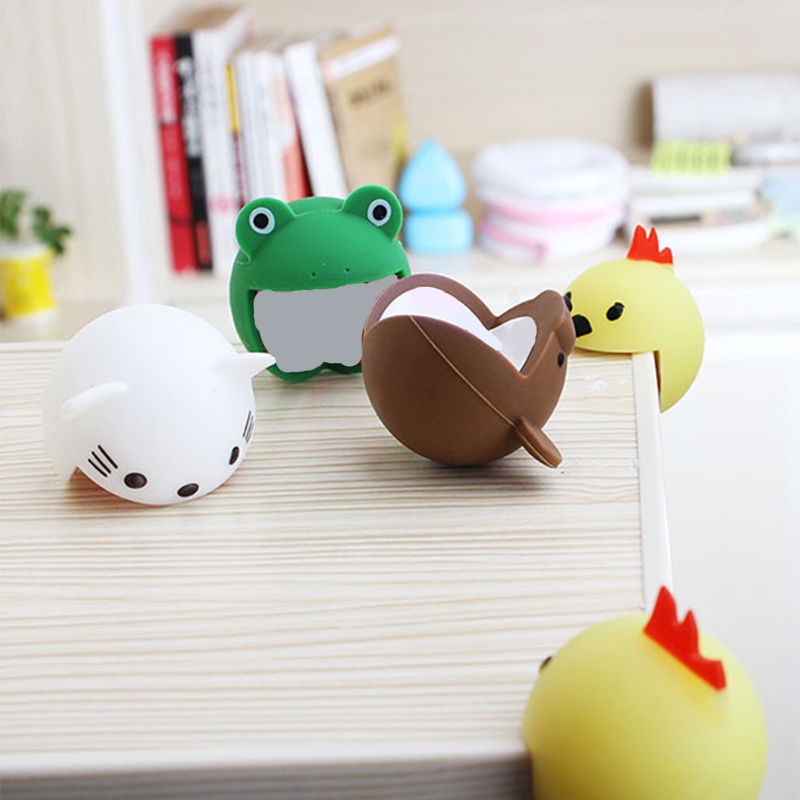 Bộ 2 Miếng Bọc Cạnh Bàn Bằng Silicon Mềm Họa Tiết Hoạt Hình Bảo Vệ An Toàn Cho Bé