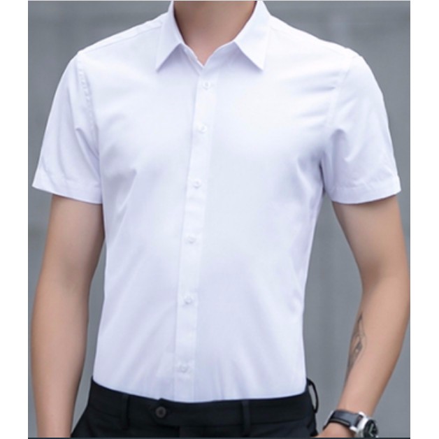 Áo sơ mi nam ngắn tay màu xanh đen vải chống nhăn | BigBuy360 - bigbuy360.vn