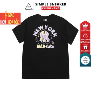 Áo Thun MLB NY 🔴FREESHIP🔴 MLB Like Popcorn NY Black Chính Hãng - Áo Phông Tay Ngắn [31TSP1131-50L] - Simple Sneaker