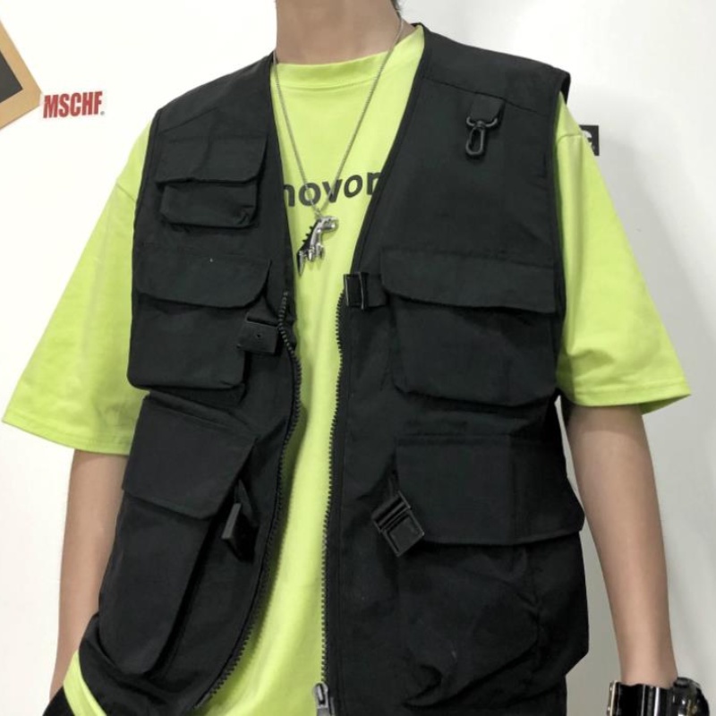 ♞AFF LIGA♞ Áo Khoác Không Tay Dáng Rộng Mang Phong Cách Hiphop Thời Trang Hàn Quốc