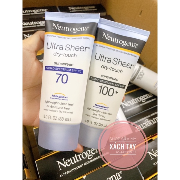 Kem chống nắng Neutrogena U.S Dry Touch SPF 70 và 100+ size 88ml