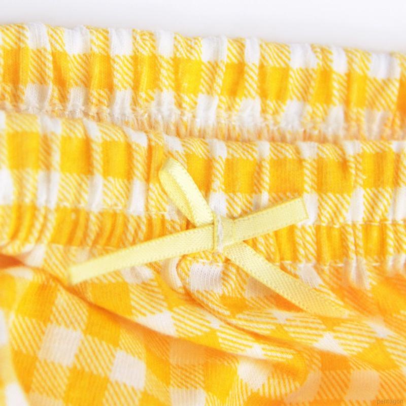 Quần lót cotton mỏng họa tiết sọc caro đính nơ dễ thương cho bé gái