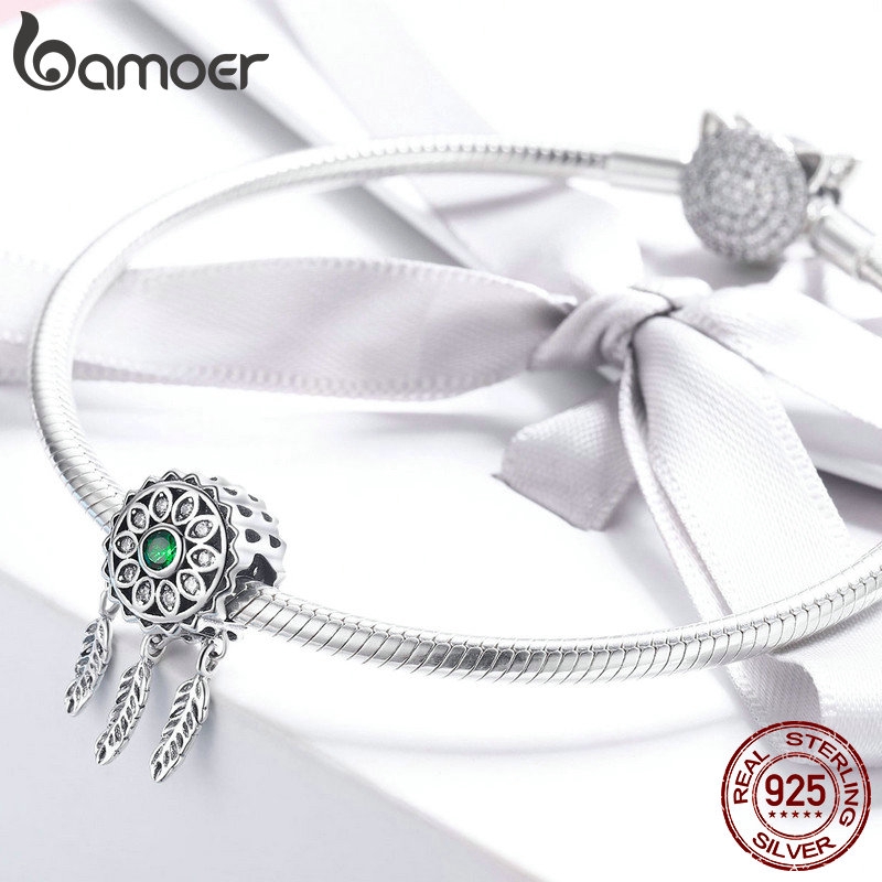 Hạt Charm Bamoer SCC893 Bạc 925 Hình Vòng Bắt Giấc Mơ Vintage Dùng Trang Trí Nữ Trang DIY