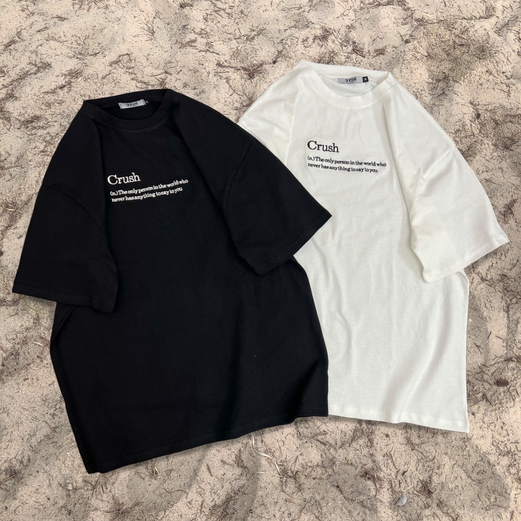 ẢNH THẬT-Áo thun thêu chữ crush siêu đẹp 100% cotton mềm mịn áo cặp unisex ulzzang