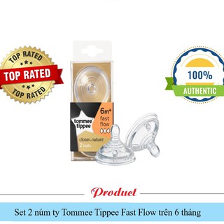Set 2 núm ty Tommee Tippee Fast Flow trên 6 tháng