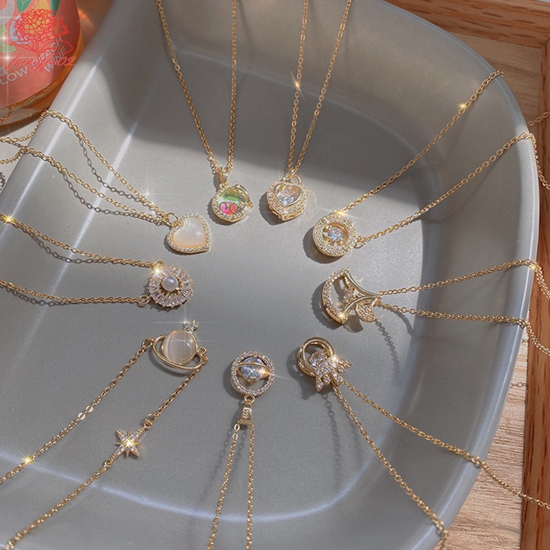 Vòng cổ Mạ Vàng 18K Đính Hạt Giả Ngọc Trai