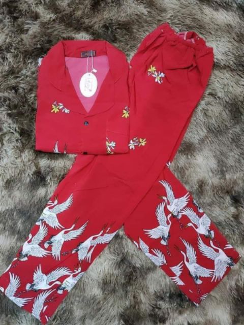 Bộ pizama tay ngắn quần dài,vải lụa cao cấp 100d | BigBuy360 - bigbuy360.vn