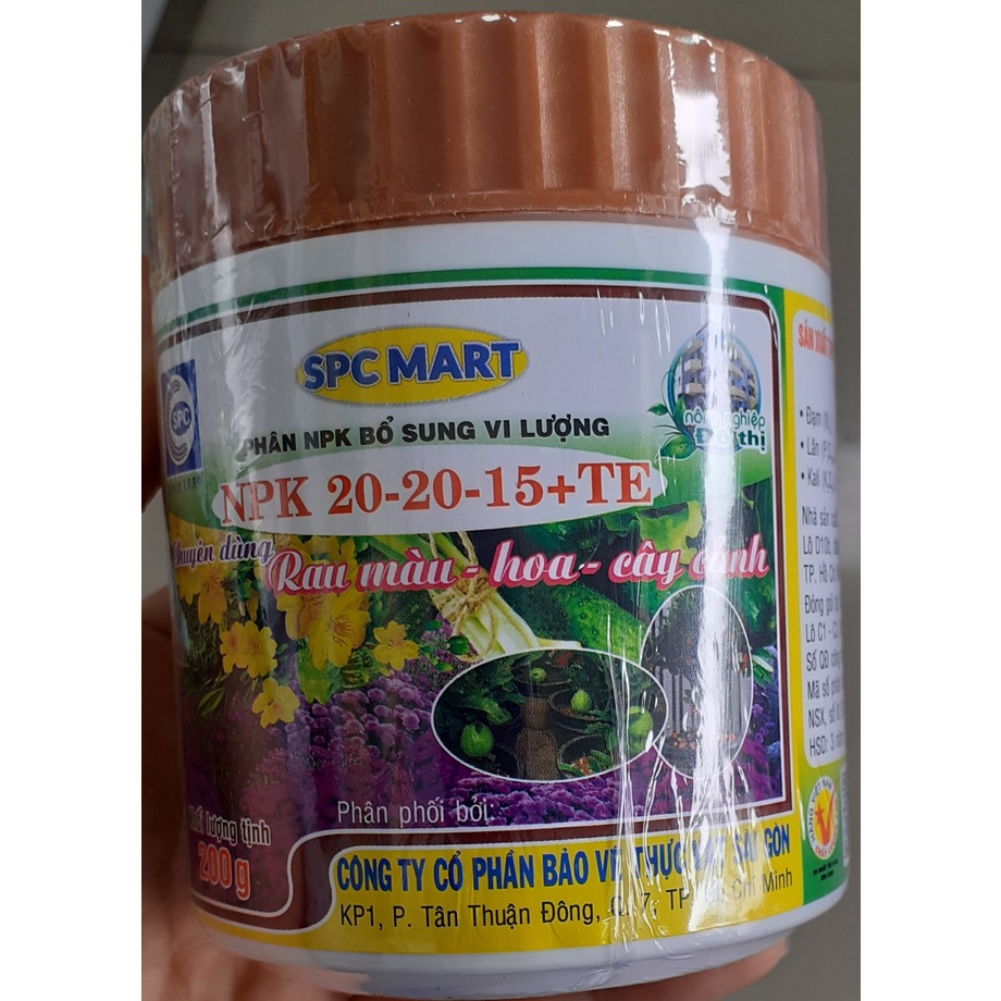 Phân Bón Lá Rau Màu, Cây Cảnh, Hoa Kiểng SPC NPK 20-20-15+TE 200gr