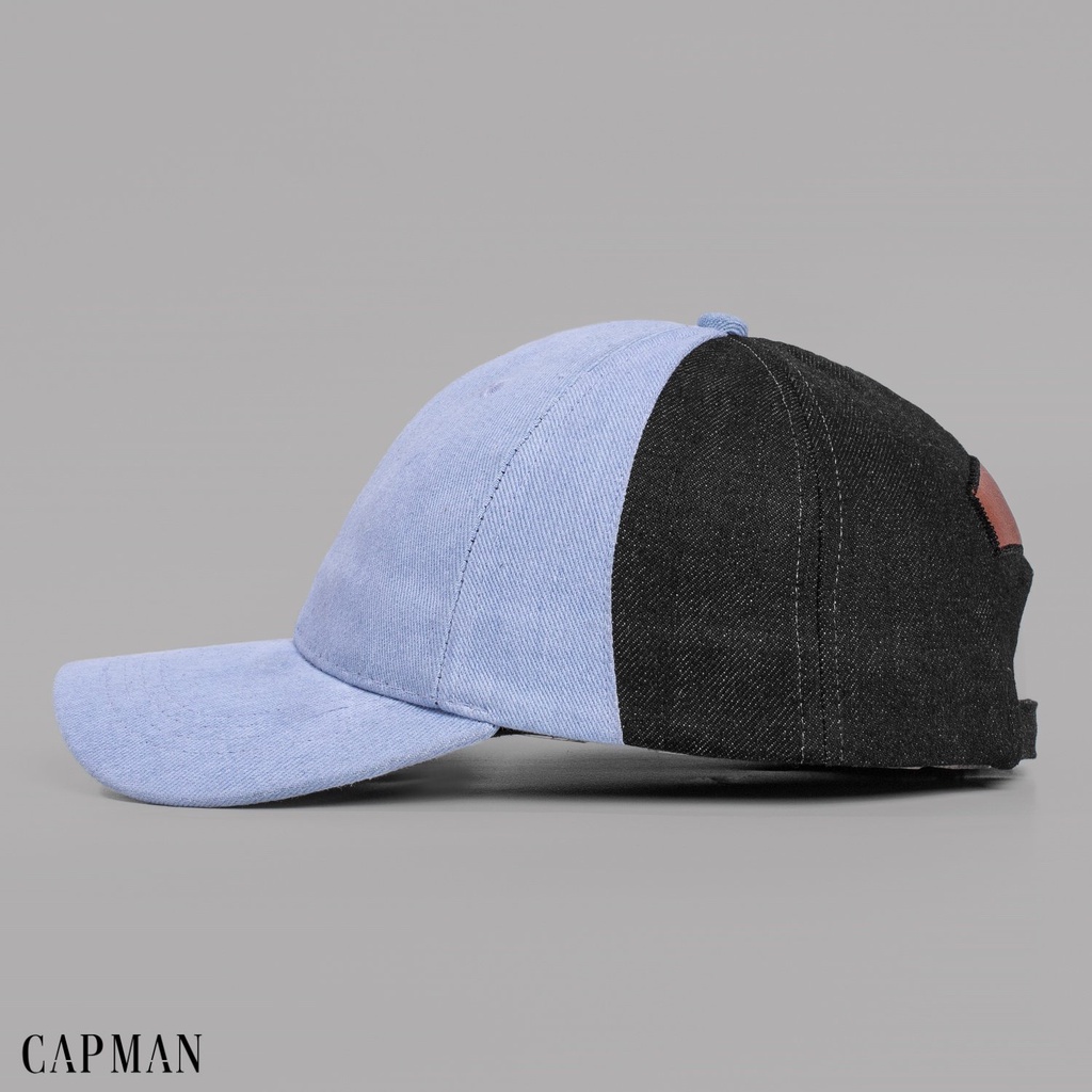 Mũ lưỡi trai chính hãng CAPMAN phom dáng thể thao vải jean màu đen xanh CM130