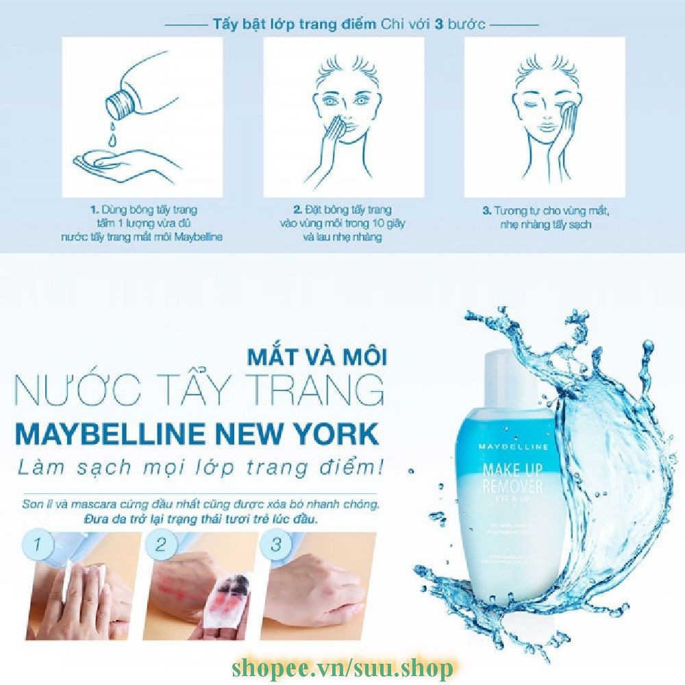 Tẩy Trang Mắt Và Môi 150ml Maybelline Make Up Remover Eye & Lip suu.shop cam kết 100% chính hãng