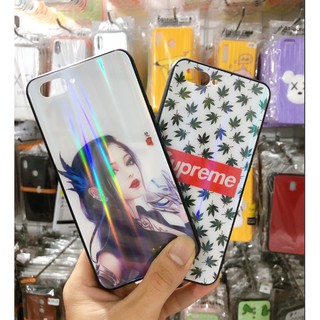 Ốp lưng Oppo A3S / A5 mặt kính cường lực in hình ánh 7 màu cao cấp