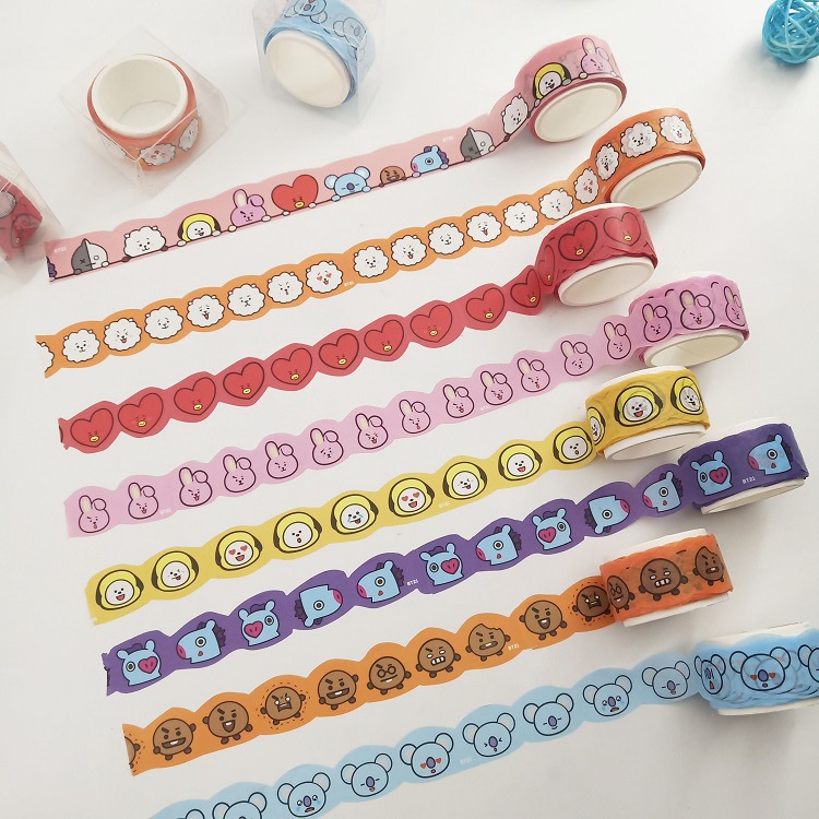 Cuộn Băng Keo Washi In Họa Tiết Hoạt Hình BT21 Dễ Thương