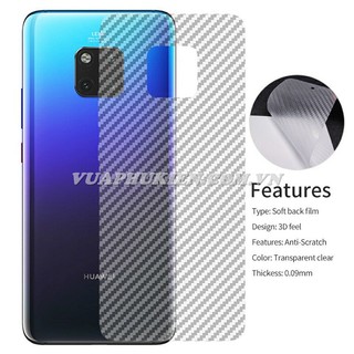 Tấm dán vân Carbon 3D mặt lưng cho Huawei Mate 30 Pro, Mate 30, Mate 20 Pro, Mate 20, Nova 5T, Nova 3e, Nova 3i, Nova 3