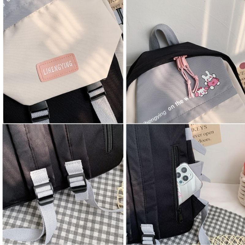 Balo đi học thời trang ulzzang Hàn Quốc cute dễ thương vải Oxford OLUKA STORE BL023