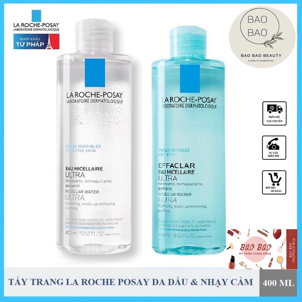 Nước tẩy trang La Roche Posay dành cho da thường da khô và da nhạy cảm làm sạch sâu 400ml BB Cosmetics