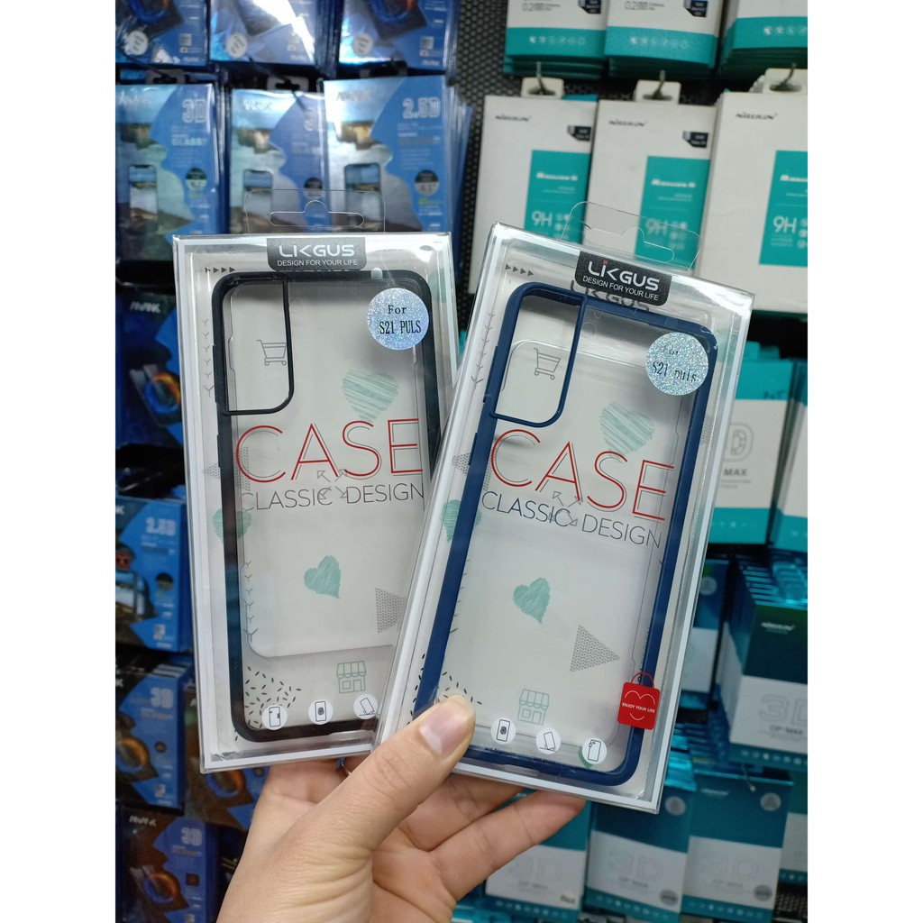 Ốp lưng LIKGUS Trong suốt viền màu Samsung S21 Plus. S21 Ultra
