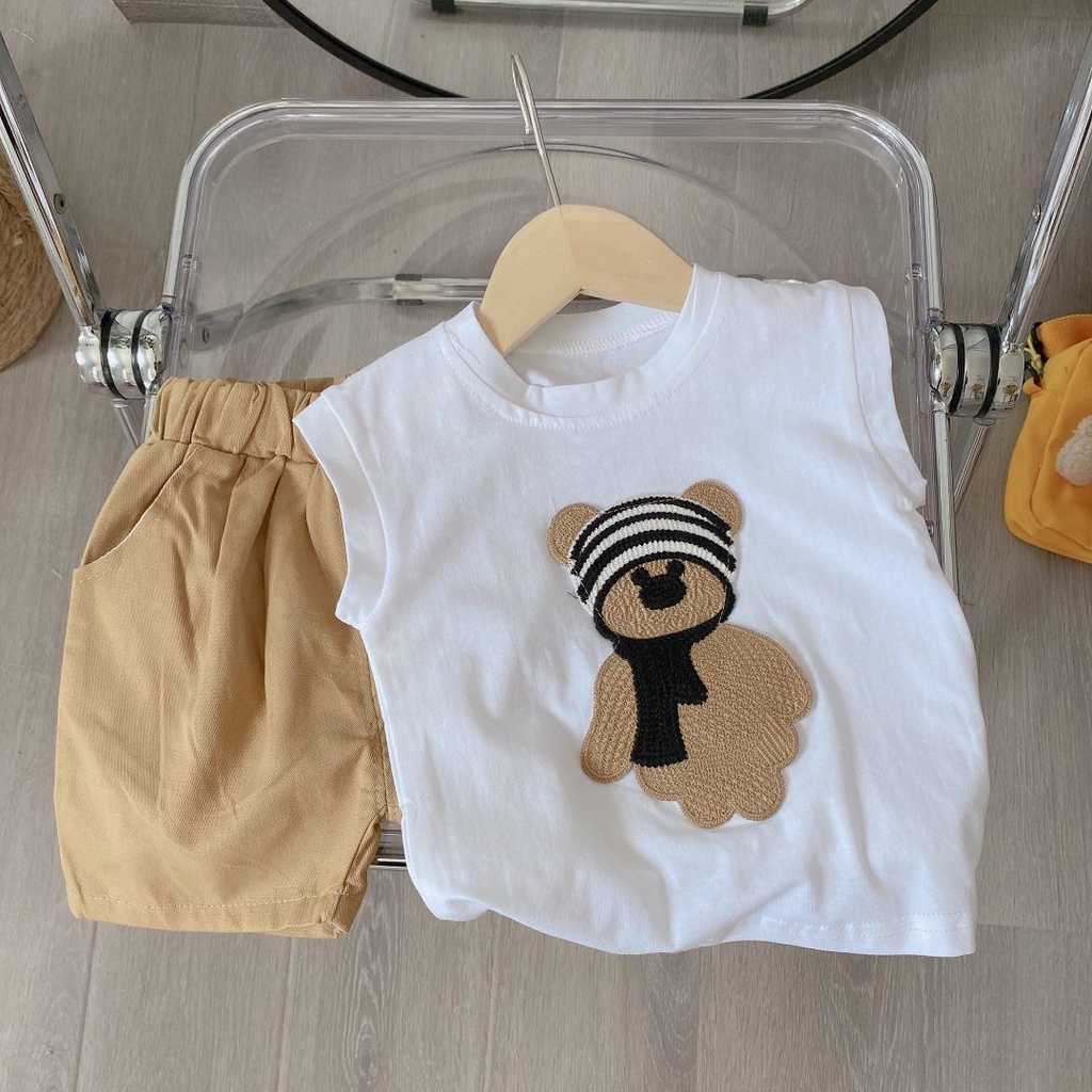 Bộ Áo Thun Cotton + Quần Đùi Hoạt Hình Dành Cho Bé Trai