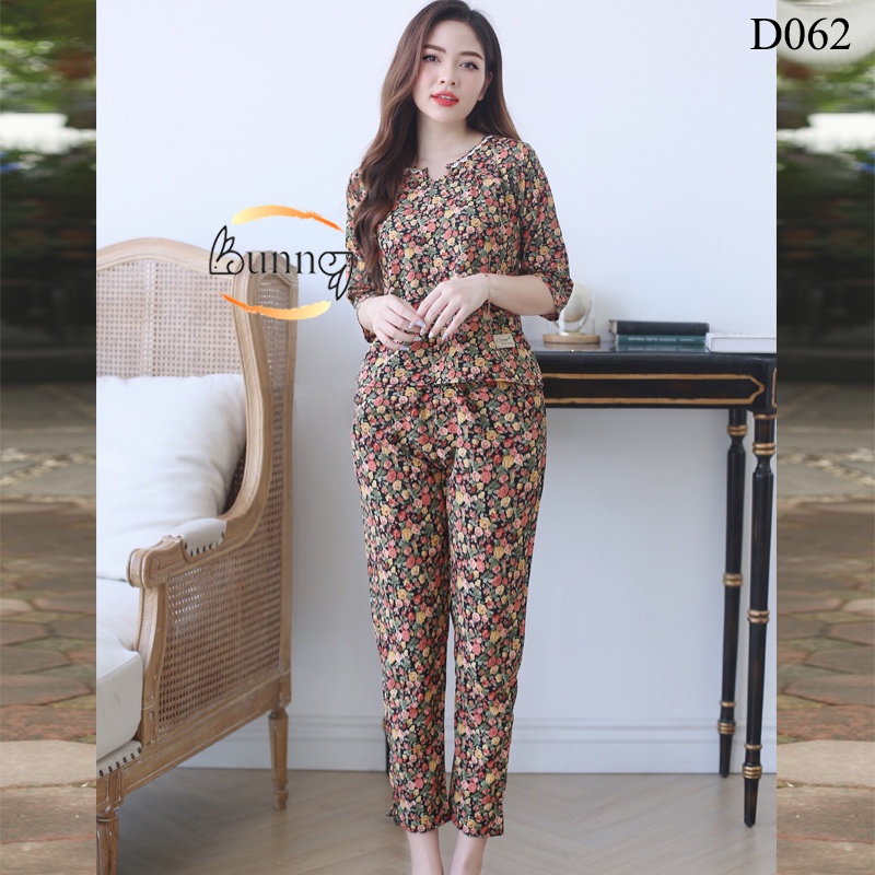 QUẦN ÁO NỮ MẶC NHÀ TAY DÀI QUẦN DÀI, CỔ V KIỂU DÁNG NHẸ NHÀNG CHẤT LIỆU KATE HÀN MỀM MÁT