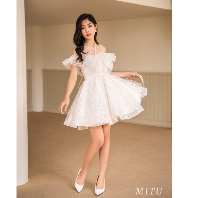 Đầm thiết kế Angel Dress tơ thêu , trễ vai tiểu thư nữ tính bồng bềnh công chúa