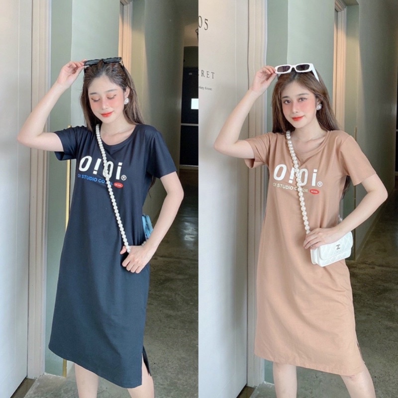 Đầm THUN THÁI in - xẻ tà (bao chất đẹp)