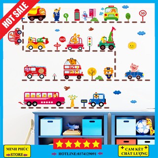 [HÀNG ĐẸP] Tranh dán tường phòng cho bé hình oto giao thông, Decal dán tường trang trí cho phòng của bé hoặc nhà trẻ...
