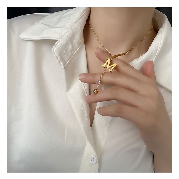 Vòng cổ Thép Titan Mặt Chữ M Thời Trang Cho Nữ