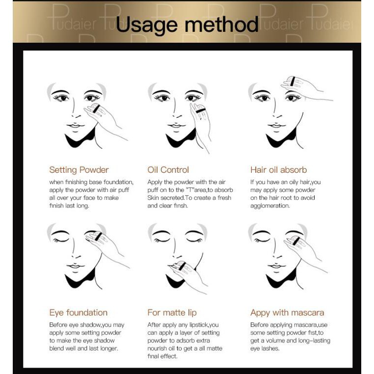 Phấn phủ ngọc trai PUDAIER 60g hiệu ứng mờ 8 màu tùy chọn